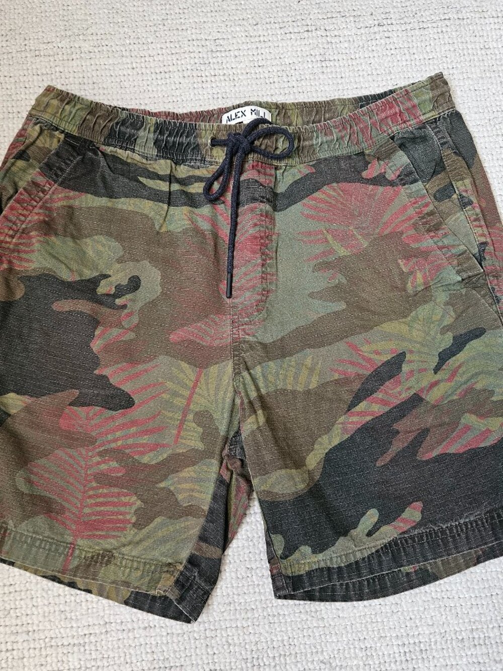 Alex Mill Pull-On Ripstop Shorts Tropical Camo Print Medium M Green Black